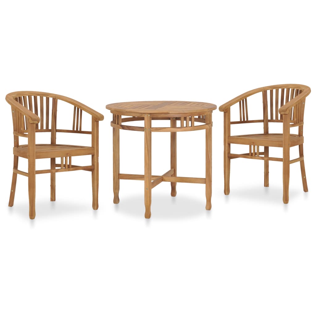 Conjunto de comedor de jardín 3 piezas madera maciza de teca