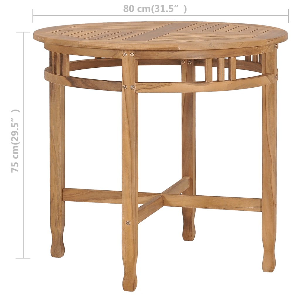 Conjunto de comedor de jardín 3 piezas madera maciza de teca