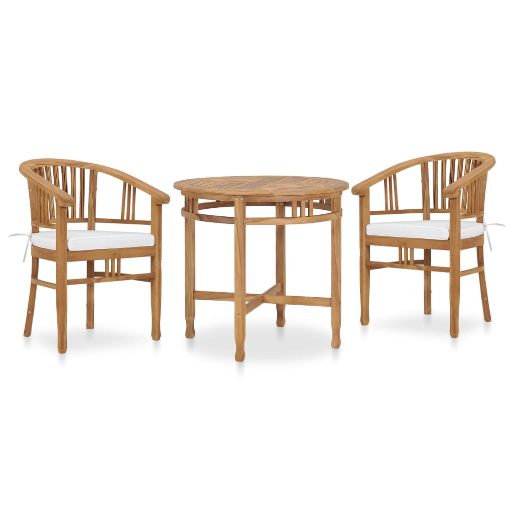 Conjunto de jantar de jardim 3 peças madeira maciça de teca