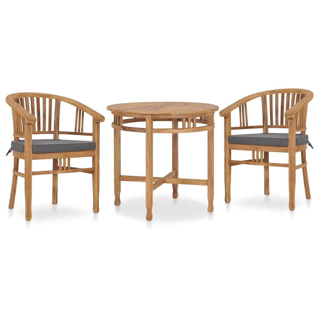 Conjunto de jantar de jardim 3 peças madeira maciça de teca