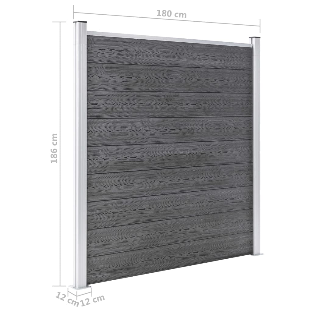 Set de valla 1 cuadrada + 1 oblicua WPC gris 273x186 cm