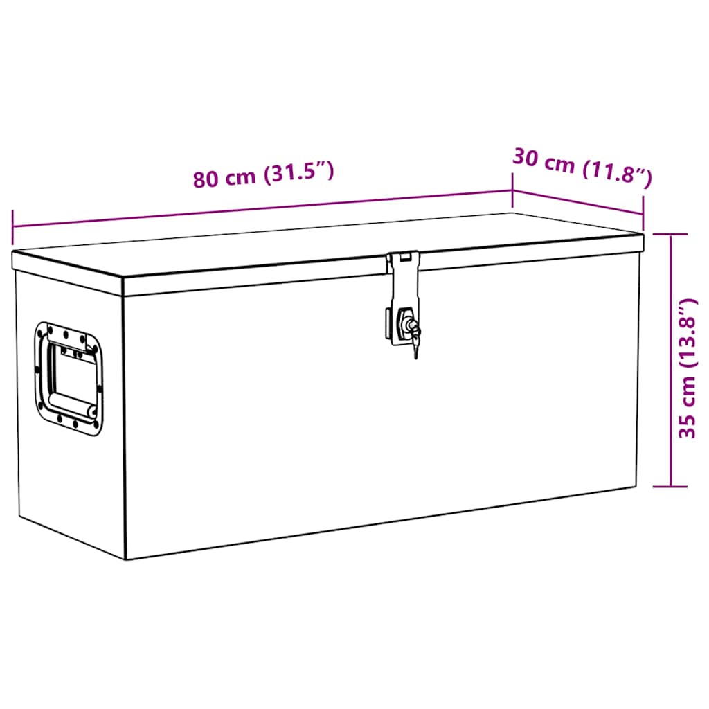 Caja de aluminio negra 80x30x35 cm