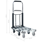 Carrito de transporte plegable de aluminio plateado 150 kg