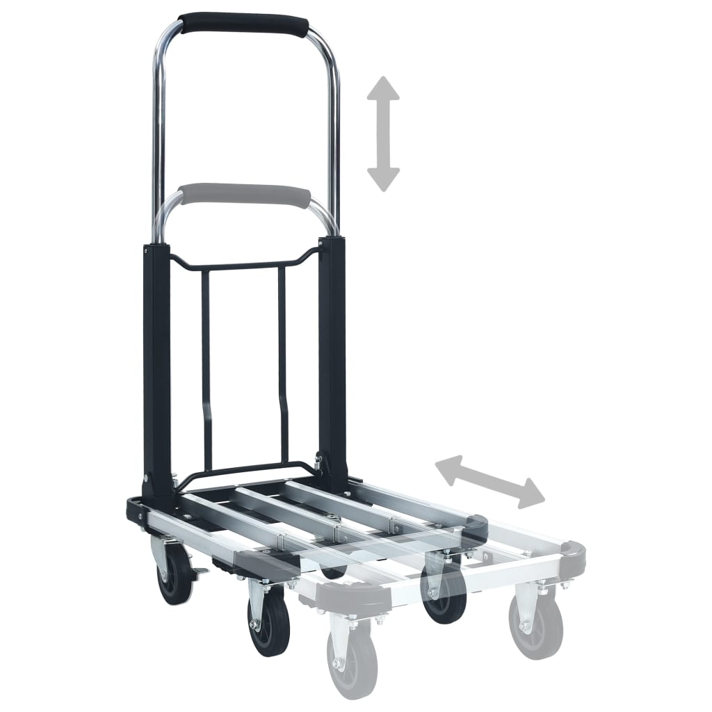 Carrito de transporte plegable de aluminio plateado 150 kg