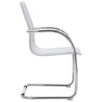 Silla de oficina voladiza de cuero sintético blanco