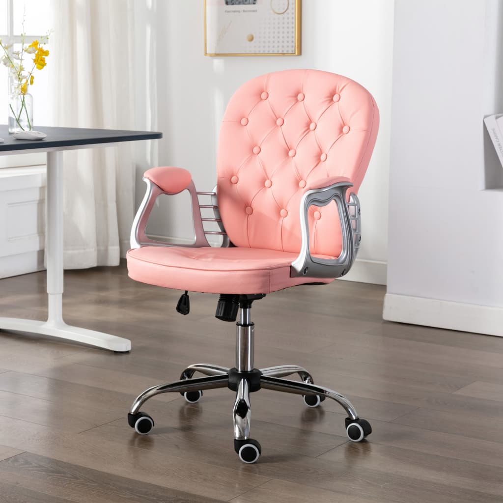 Silla de oficina giratoria de cuero sintético negro
