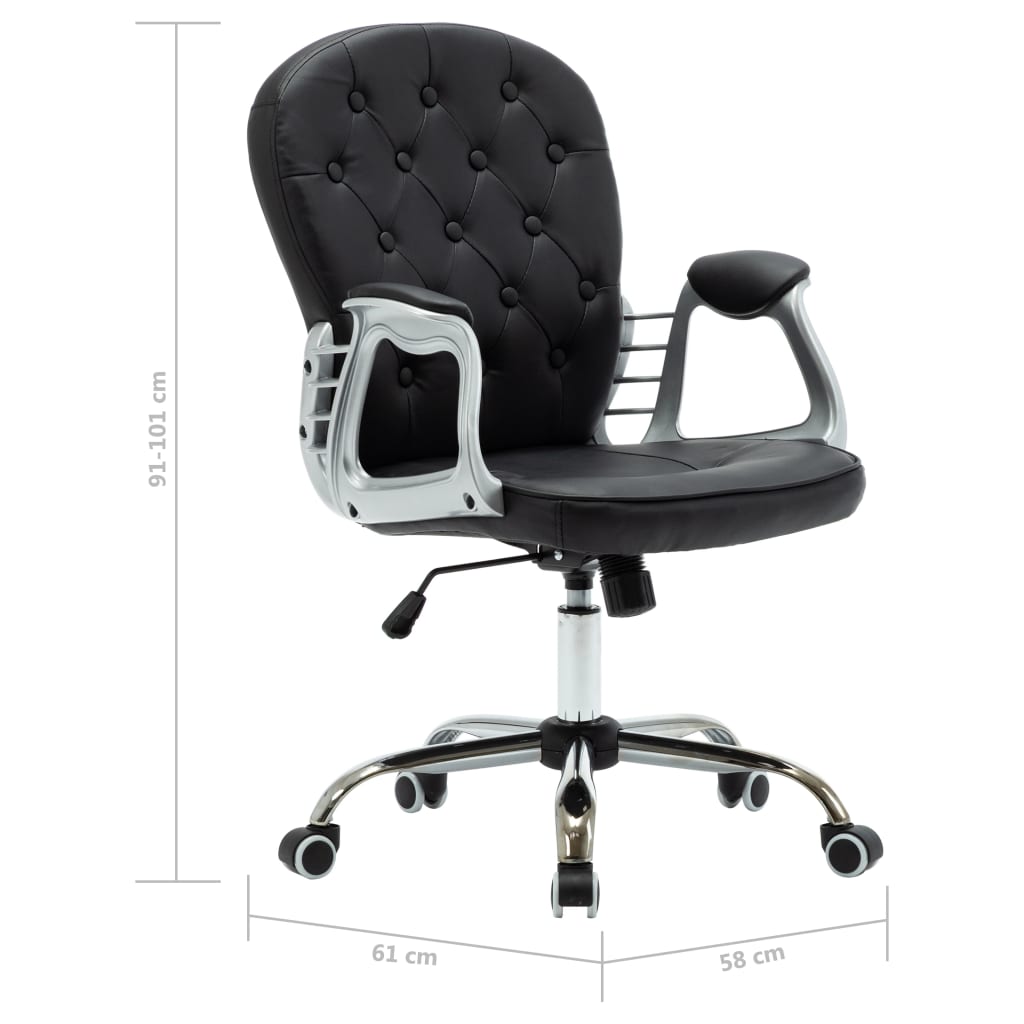 Silla de oficina giratoria de cuero sintético negro