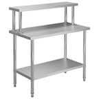 Mesa de trabajo de cocina con estante acero inox 120x60x120 cm