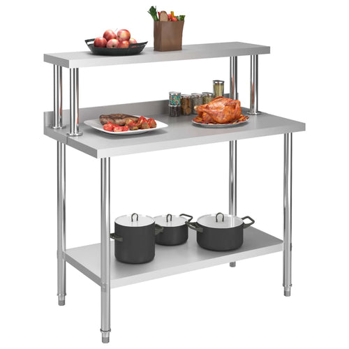 Kitchen Work Table with Shelf, Stainless Steel, 120x60x120 cm