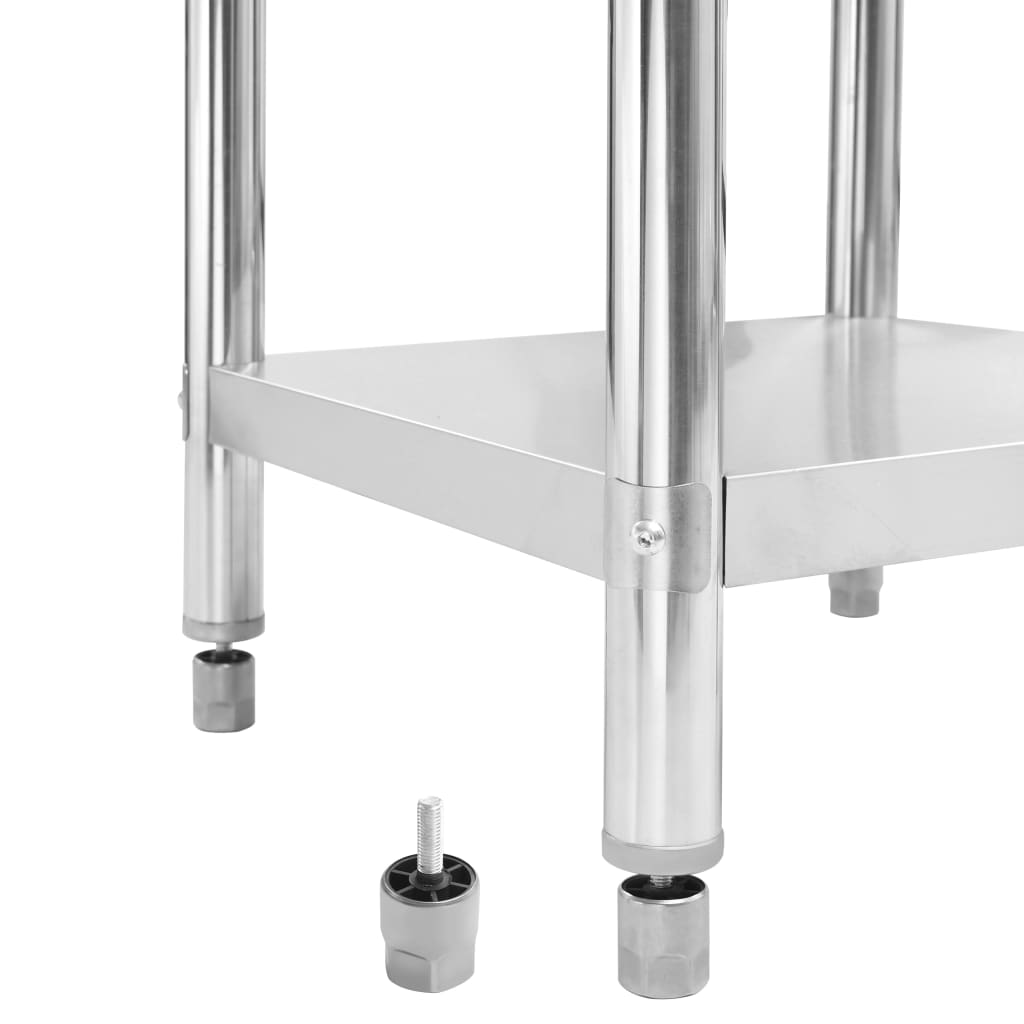 Mesa de trabajo de cocina con estante acero inox 120x60x120 cm