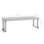 Mesa de trabajo de cocina con estante acero inox 120x60x120 cm