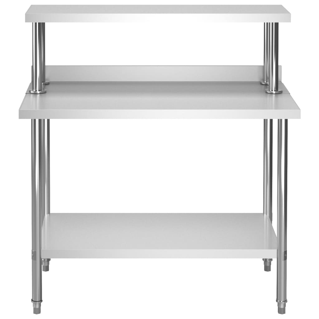 Mesa de trabajo de cocina con estante acero inox 120x60x120 cm