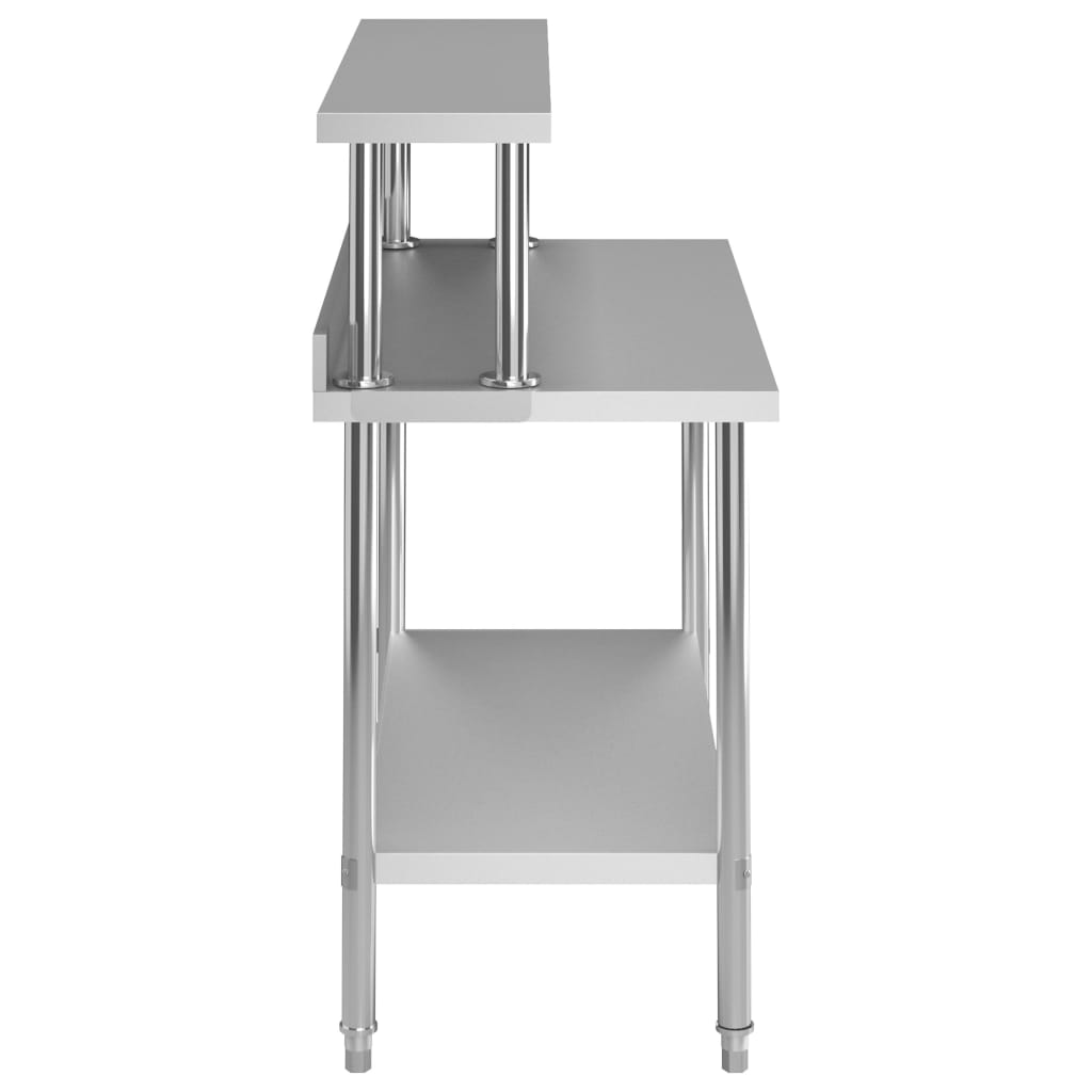Mesa de trabajo de cocina con estante acero inox 120x60x120 cm