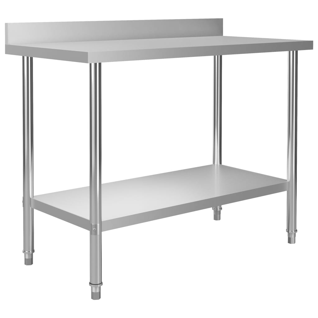 Mesa de trabajo de cocina con estante acero inox 120x60x120 cm