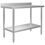 Mesa de trabajo de cocina con estante acero inox 120x60x120 cm