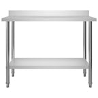 Mesa de trabajo de cocina con estante acero inox 120x60x120 cm
