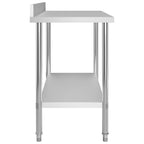 Mesa de trabajo de cocina con estante acero inox 120x60x120 cm