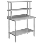 Mesa de trabajo de cocina con estante acero inox 120x60x120 cm