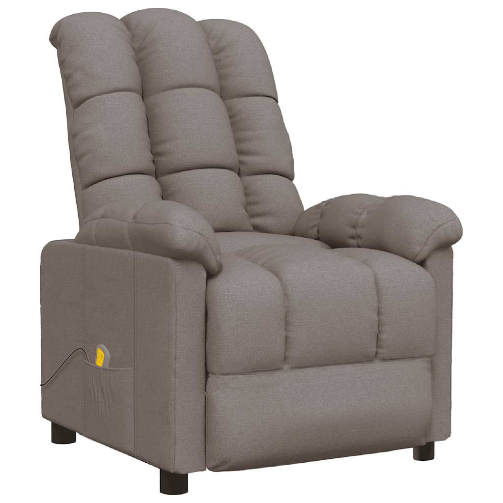 Sillón de masaje reclinable de tela gris taupé