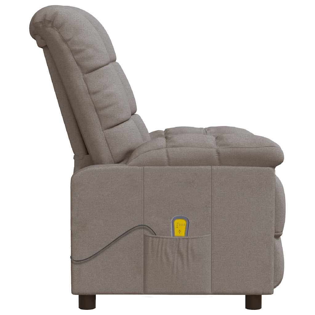 Sillón de masaje reclinable de tela gris taupé
