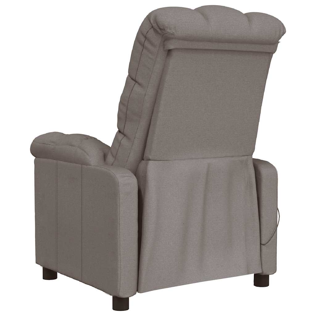 Sillón de masaje reclinable de tela gris taupé