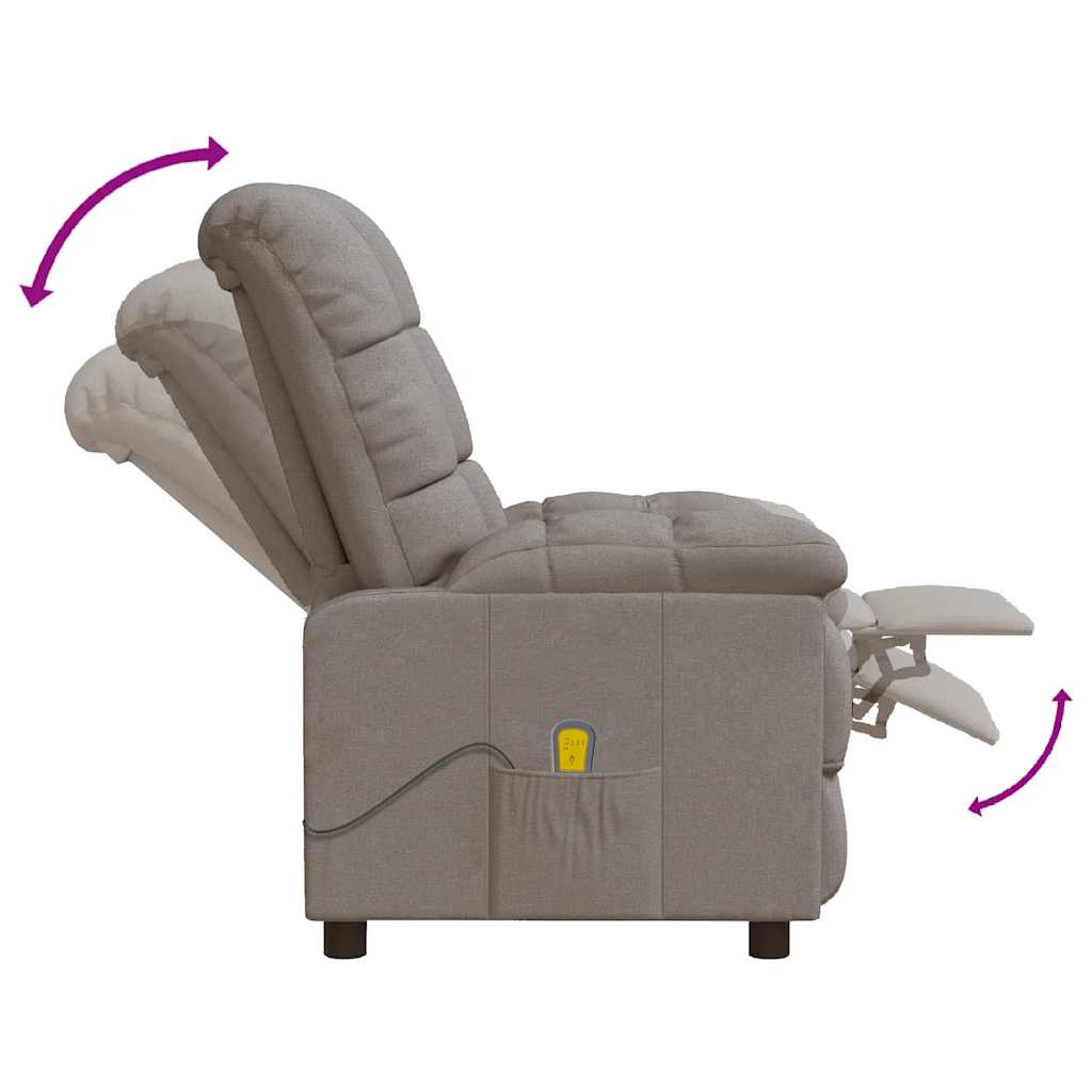 Sillón de masaje reclinable de tela gris taupé
