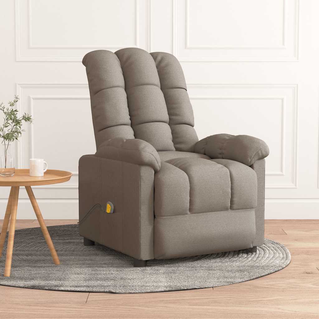 Sillón de masaje reclinable de tela gris taupé