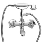 Grifo de bañera 2 mandos + desviador y alcachofa cromado retro