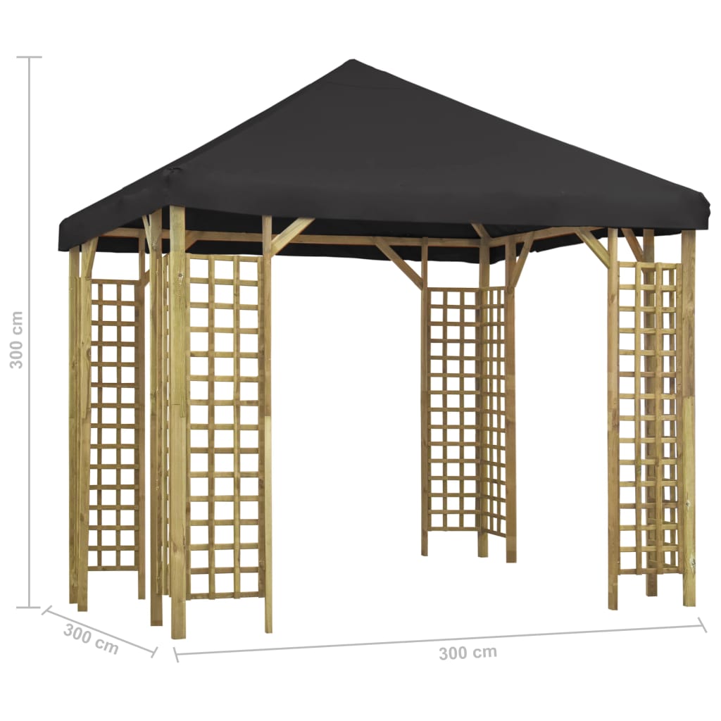 Cenador gris antracita 3x3 m