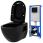 Wall-hung toilet with concealed ceramic cistern, black