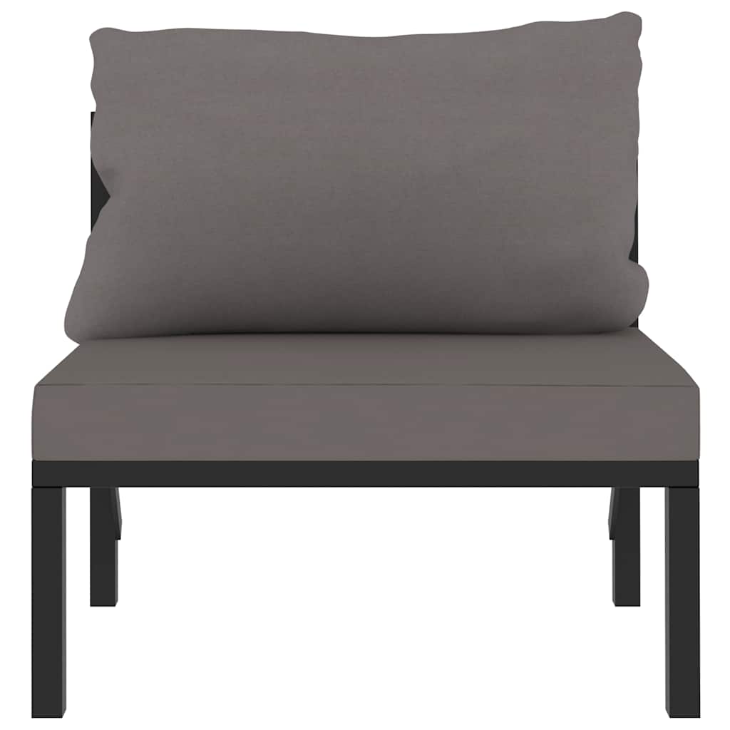 Sofá modular central con cojín ratán sintético gris antracita