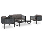 Sofá modular central con cojín ratán sintético gris antracita