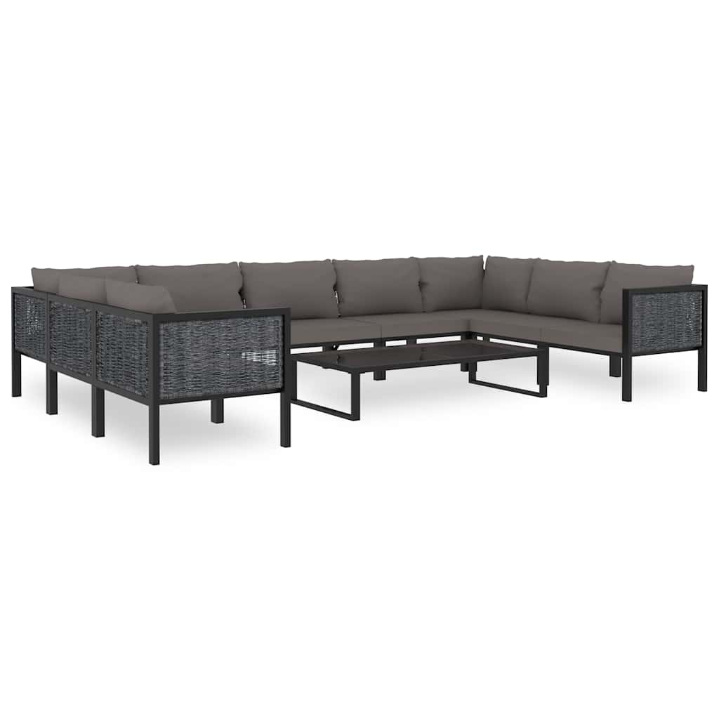 Sofá modular central con cojín ratán sintético gris antracita