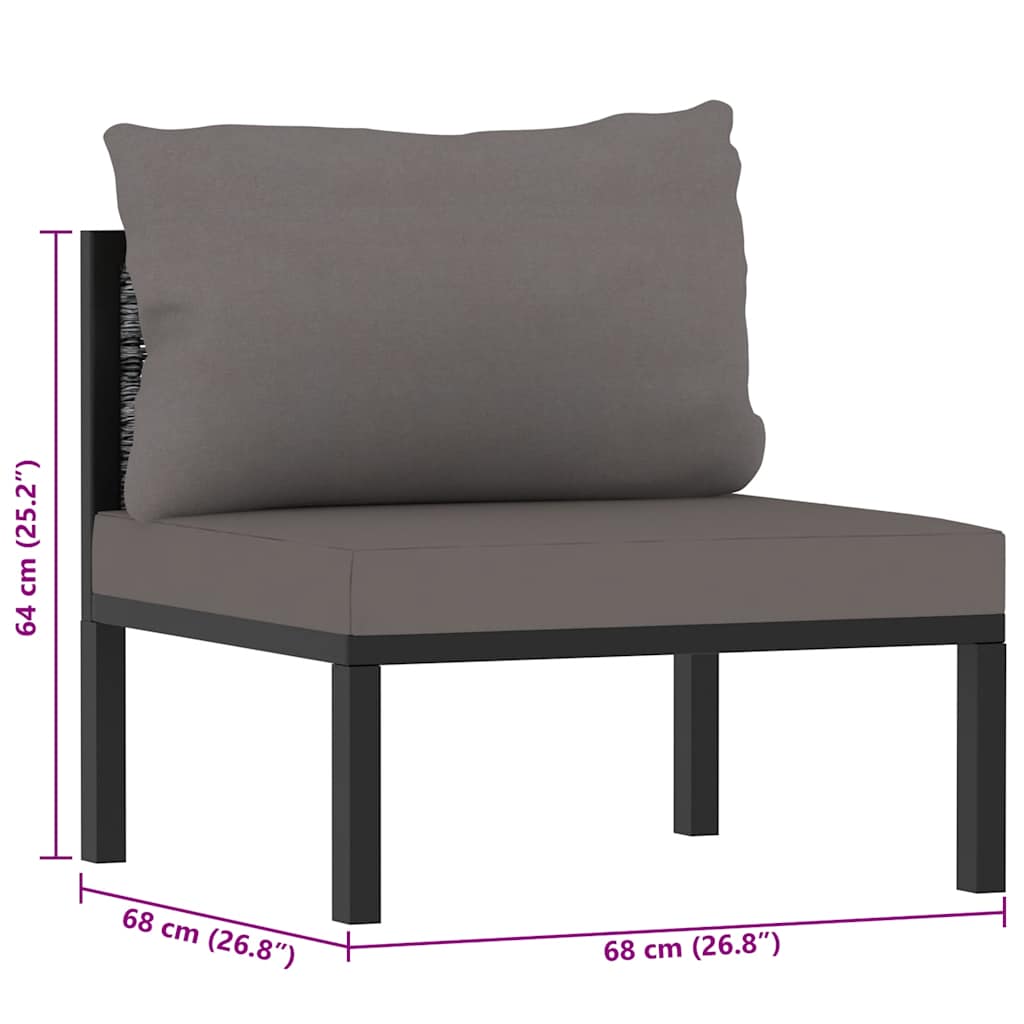 Sofá modular central con cojín ratán sintético gris antracita