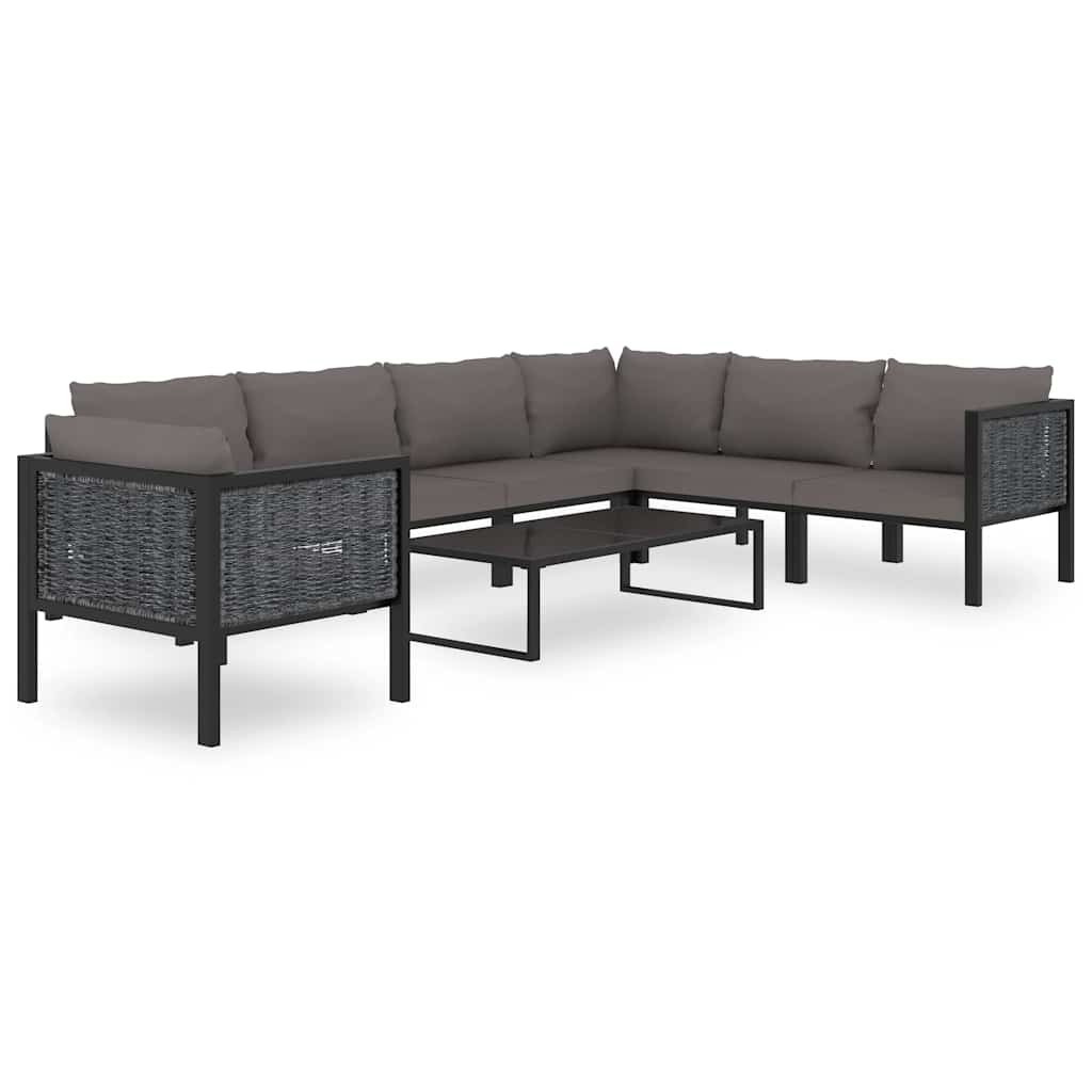 Sofá modular central con cojín ratán sintético gris antracita