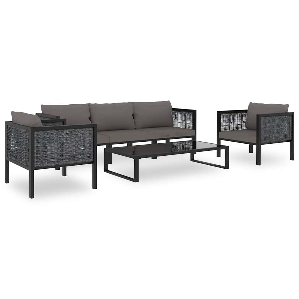 Sofá modular central con cojín ratán sintético gris antracita