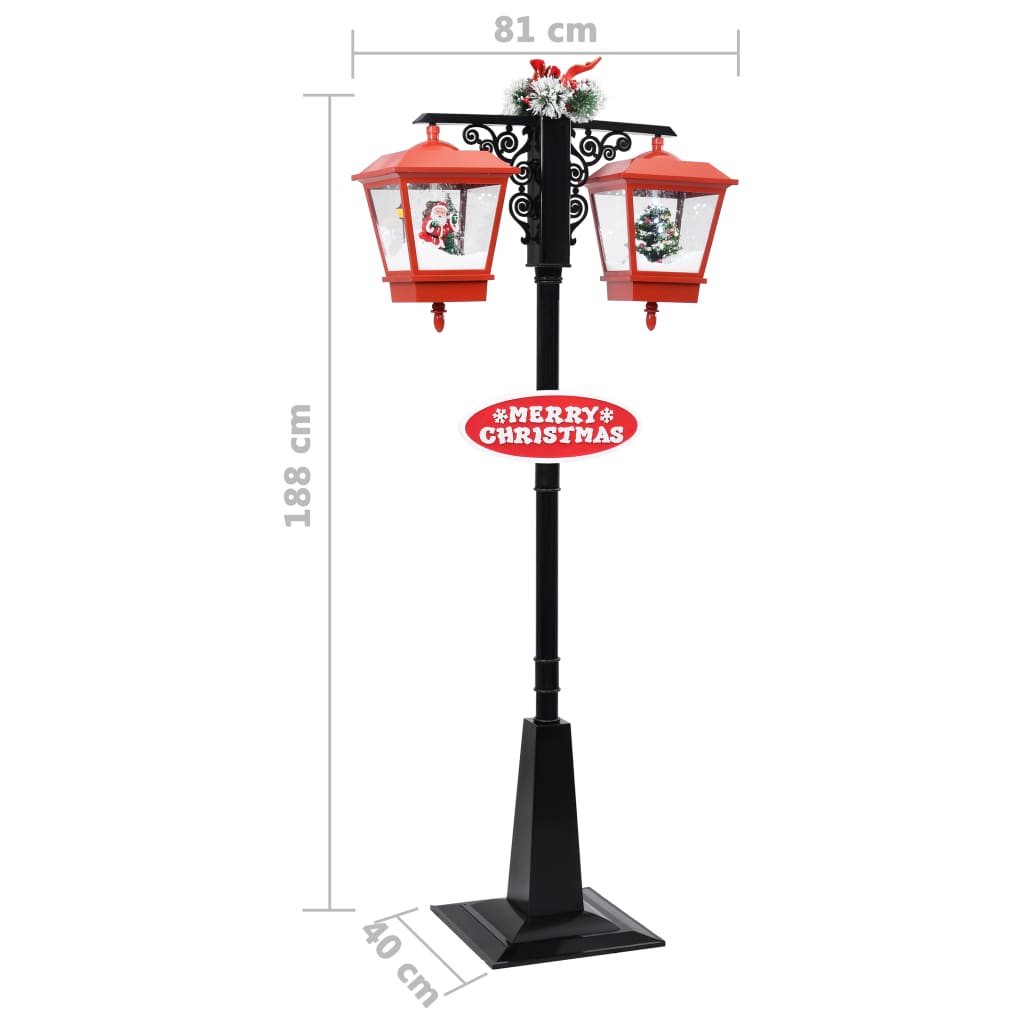 Farola de Navidad con Papá Noel PVC negro y rojo 81x40x188 cm
