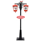 Farola de Navidad con Papá Noel PVC negro y rojo 81x40x188 cm