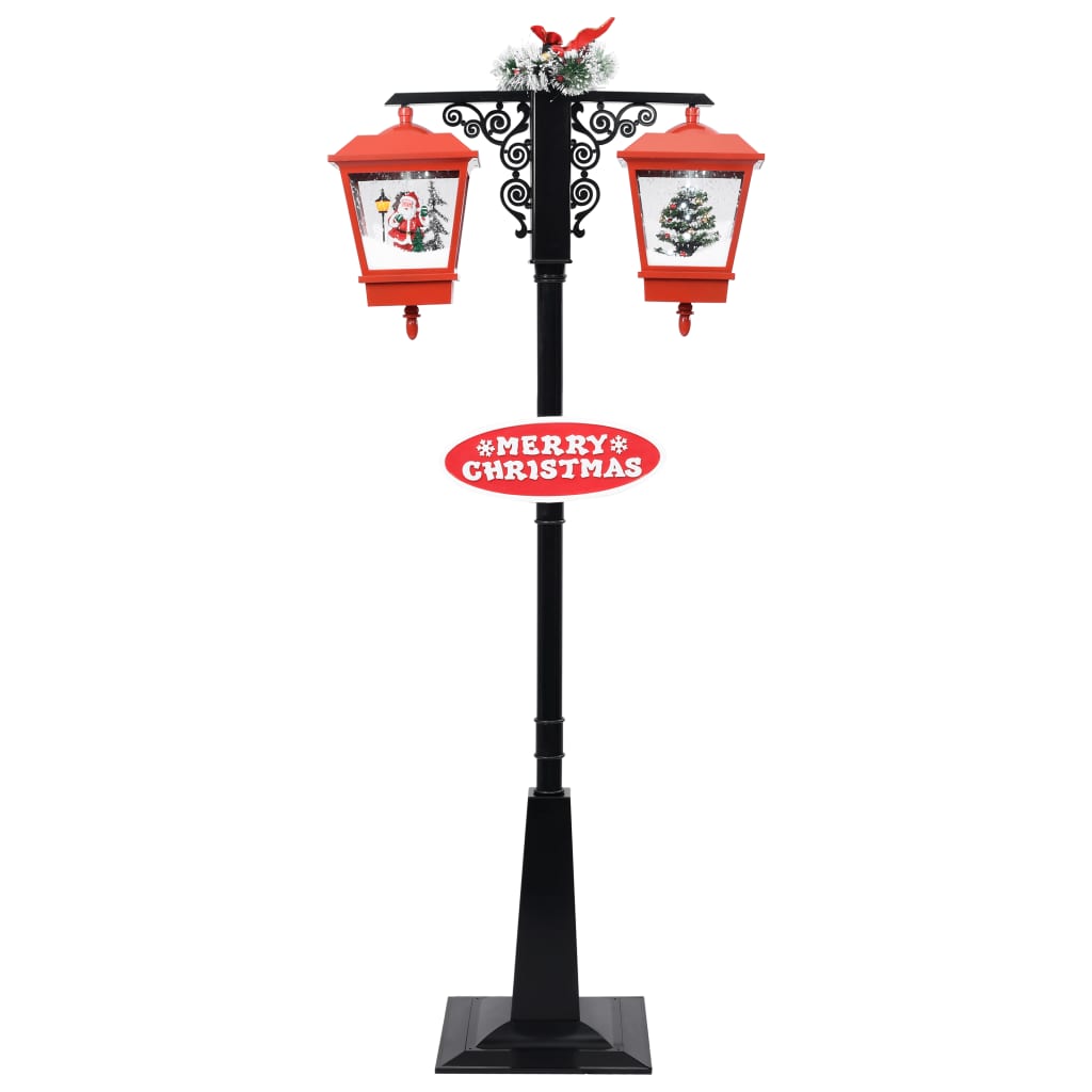 Farola de Navidad con Papá Noel PVC negro y rojo 81x40x188 cm