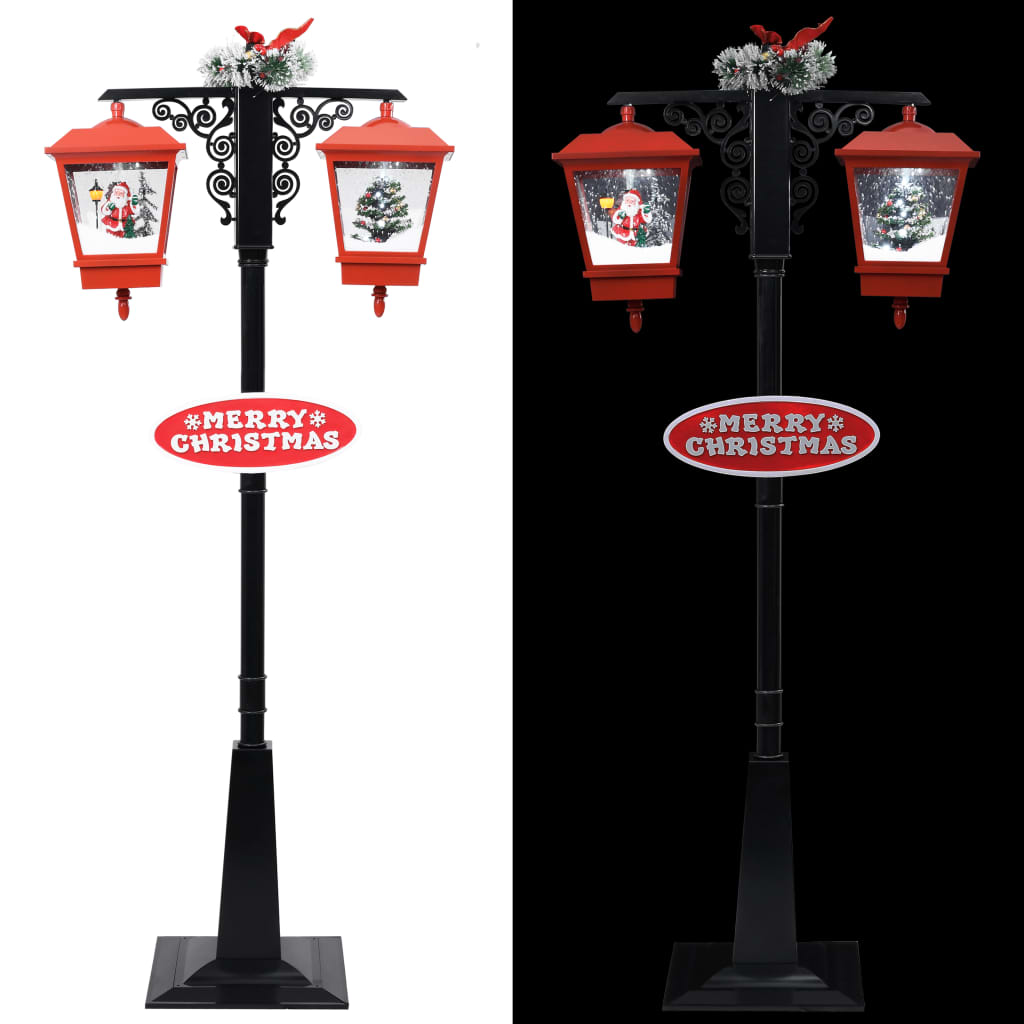 Farola de Navidad con Papá Noel PVC negro y rojo 81x40x188 cm