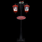 Farola de Navidad con Papá Noel PVC negro y rojo 81x40x188 cm