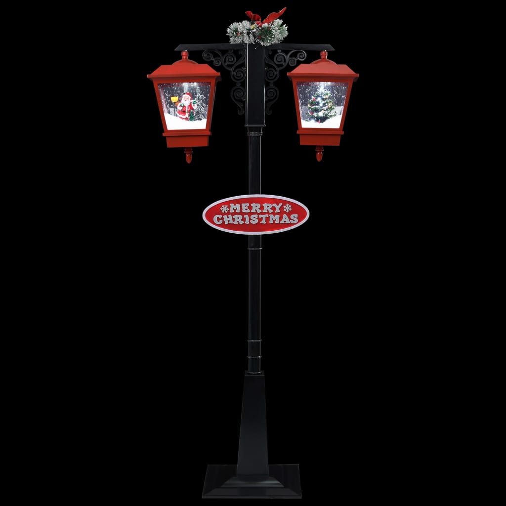 Farola de Navidad con Papá Noel PVC negro y rojo 81x40x188 cm