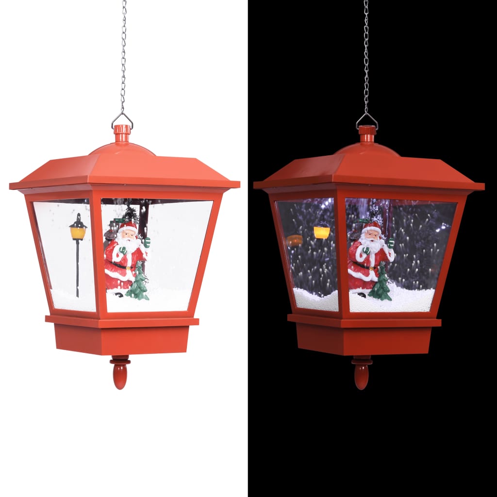 Farola de Navidad con Papá Noel PVC negro y rojo 81x40x188 cm
