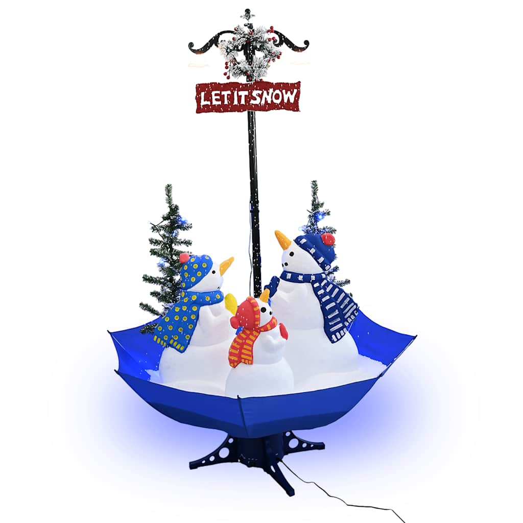 Árbol de Navidad con nieve con base de paraguas PVC azul 170 cm