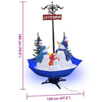 Árbol de Navidad con nieve con base de paraguas PVC azul 170 cm