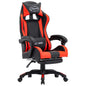 Silla gaming con reposapiés cuero sintético azul y negro