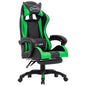 Silla gaming con reposapiés cuero sintético azul y negro