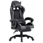 Silla gaming con reposapiés cuero sintético azul y negro