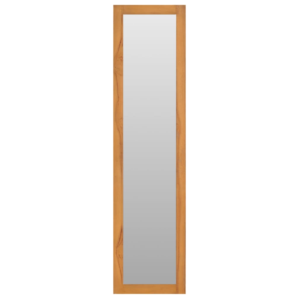 Espejo de pared con estantes madera de teca maciza 30x30x120 cm