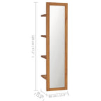 Espejo de pared con estantes madera de teca maciza 30x30x120 cm